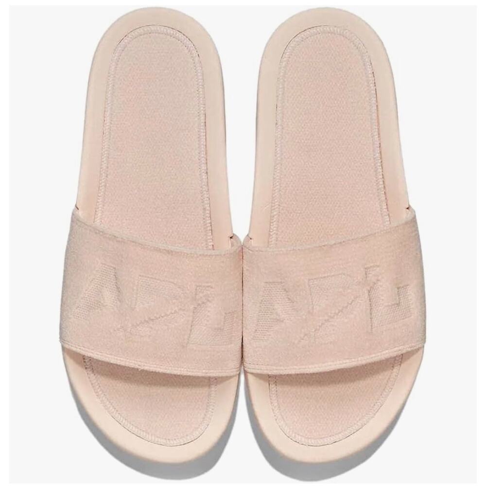 New Women’s APL techloom velvet slides sandals crème  size 6